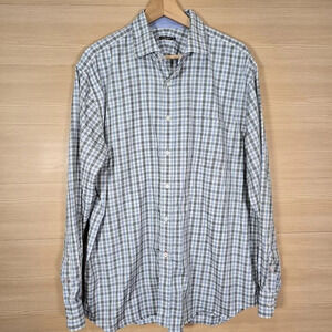 J.McLaughlin Men's XL‎ Long Sleeve Button Up Shirt Checkered Plaid 100% Cotton